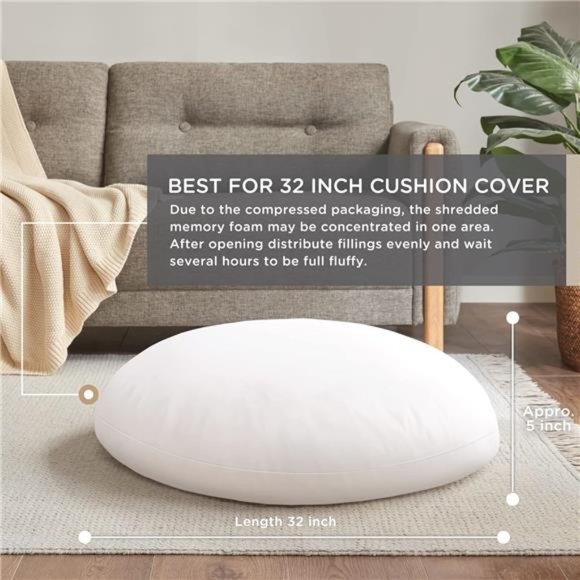 Round FloorPillow Insert,Large Thick Meditation Cushion,Circular Seating Cushion - Picture 3 of 7